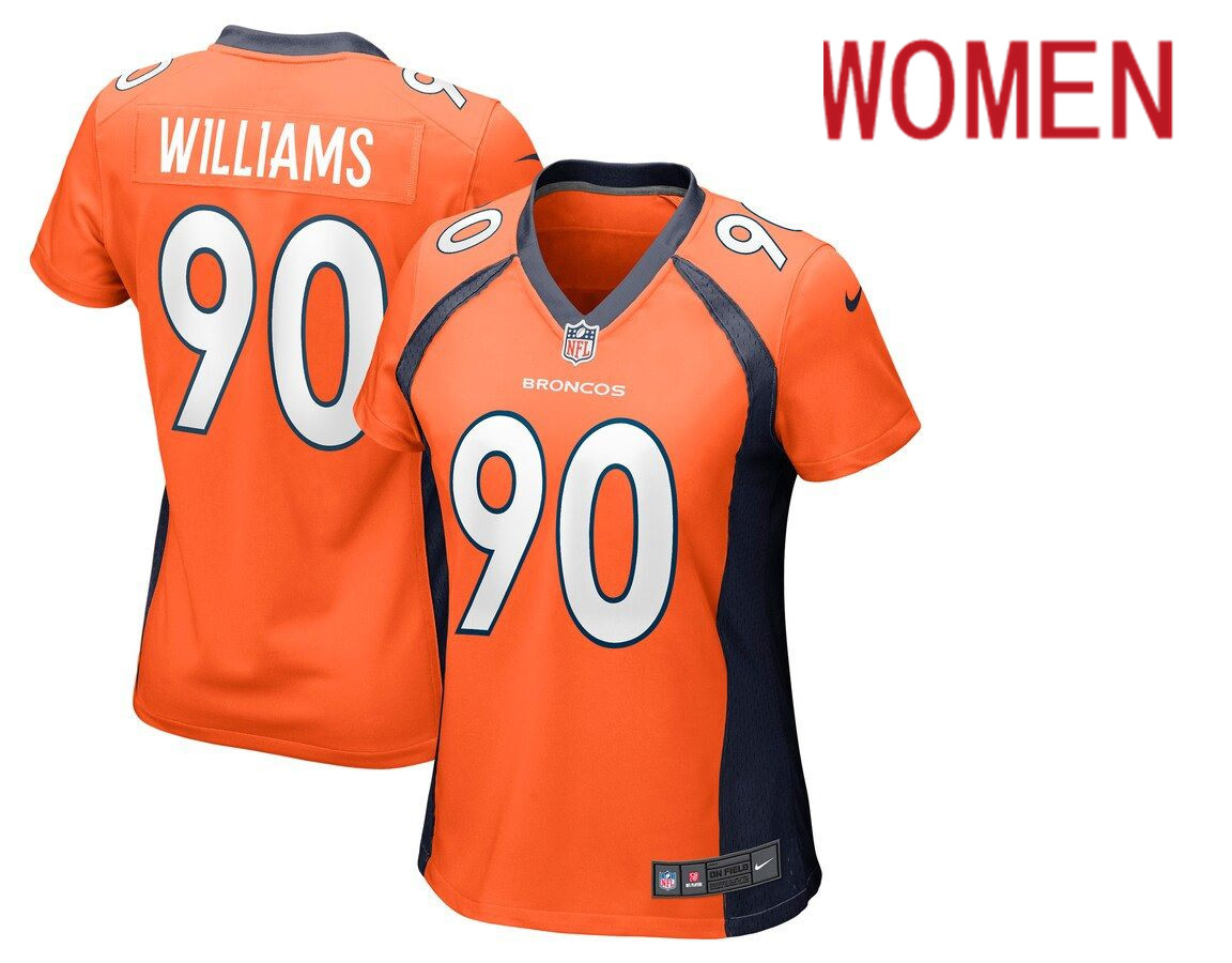 Women Denver Broncos #90 DeShawn Williams Orange Nike Game NFL Jersey->women nfl jersey->Women Jersey